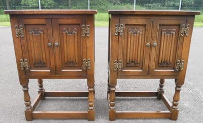 Pair Oak Bedside Cabinets by Old Charm - SOLD