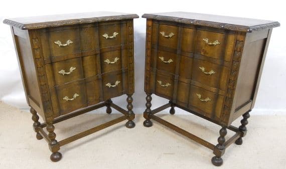 Pair Oak Bedside Chest of Drawers - SOLD