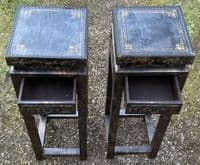 Pair Oriental Ebonized Plant Stands