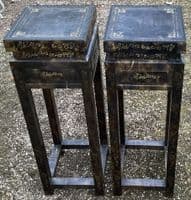 Pair Oriental Ebonized Plant Stands