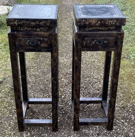Pair Oriental Ebonized Plant Stands
