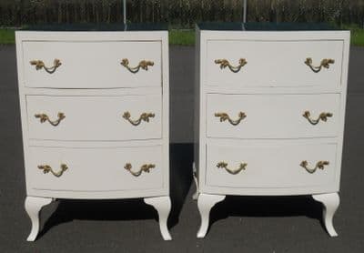 Pair Painted Small Bowfront Chest of Drawers