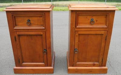 Pair Polished Pine Bedside Cabinets - SOLD
