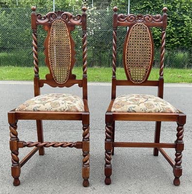 Pair Reproduction Barley Twist Dining Chairs