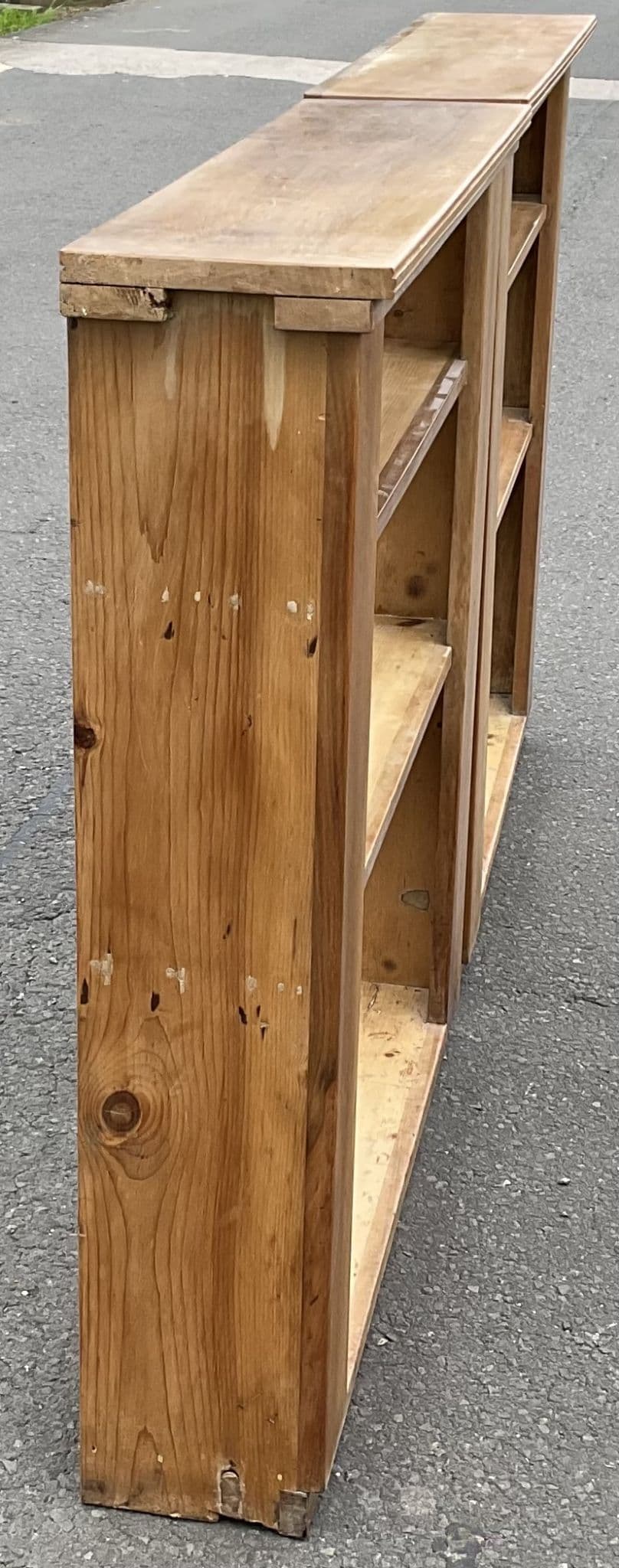 Pair Rustic Pine Open Bookcases