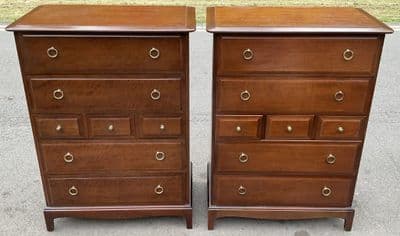 Pair Stag Tall Mahogany Chest of Drawers