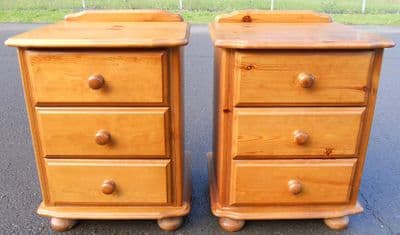 Pair Stripped Pine Bedside Chest of Drawers