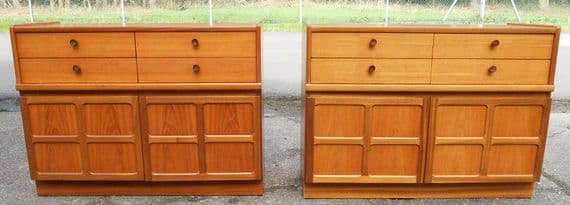 Pair Teak Retro Side Cabinet Cupboards by Nathan