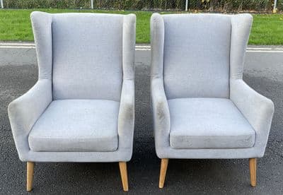 Pair Wingback Armchairs for Loose Covering