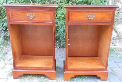 Pair Yew Bedside Cabinets