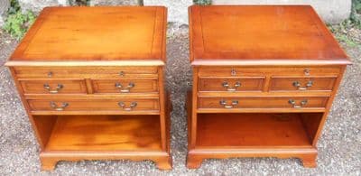 Pair Yew Lamp Chests