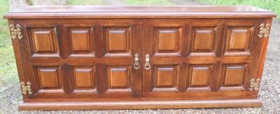 Panelled Oak Long Low Cupboard