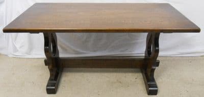 Polished Oak Refectory Style Coffee Table - SOLD