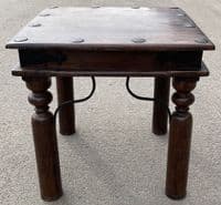 Polished Wood and Iron Rustic Coffee Table