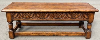 Quality Carved Oak Long Stool