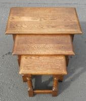 Quality Nest of Three Oak Coffee Tables