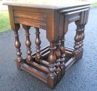 Quality Oak Nest of Three Coffee Tables