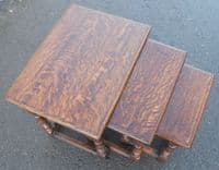 Quality Oak Nest of Three Coffee Tables