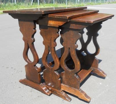Quality Oak Nest of Three Tables