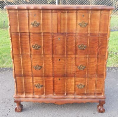 Quality Shaped Front Walnut Chest of Drawers