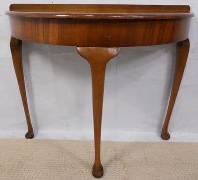 Queen Anne Style Walnut Bowfront Console Table