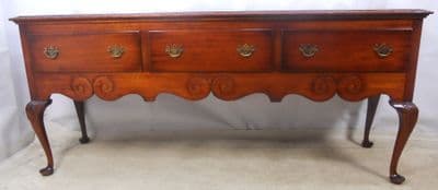 Queen Anne Style Walnut Three Drawer Dresser Base Sideboard