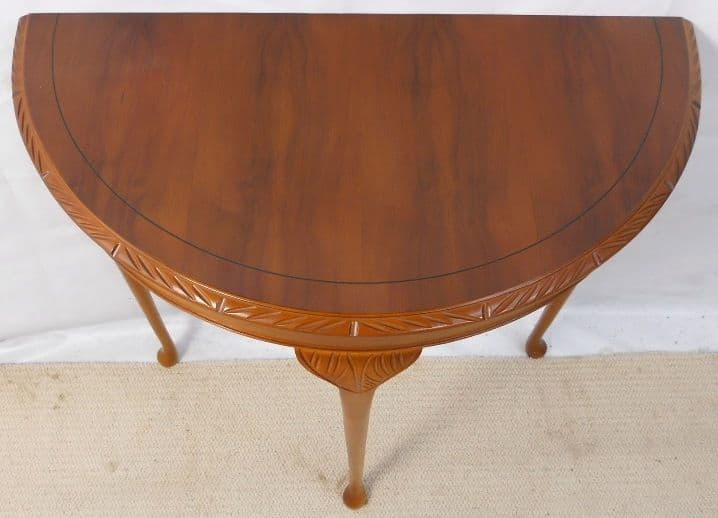 Queen Anne Style Yew Bowfronted Console Table