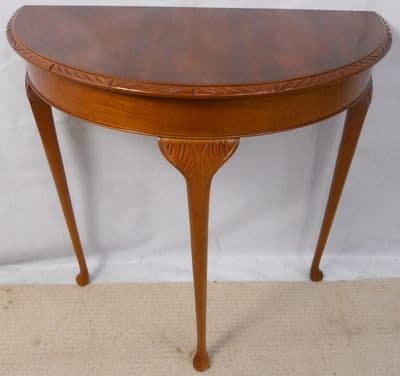 Queen Anne Style Yew Bowfronted Console Table