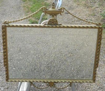 Rectangular Carved Gilt Hanging Wall Mirror in Regency Style