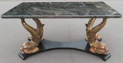 Regency Style Gilt Dolphin Base Centre Table