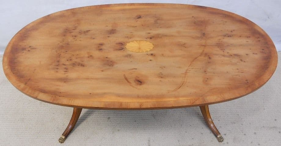 Regency Style Large Oval Yew Coffee Table by Rackstraw - SOLD