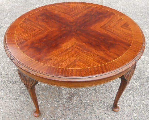 Round Mahogany Queen Anne Style Coffee Table