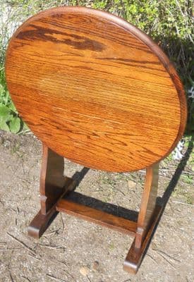 Round Oak Folding Occasional Table