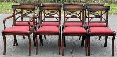 Set of Eight Antique Mahogany Style Dining Chairs