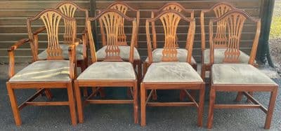 Set of Eight Georgian Style Light Mahogany Dining Chairs