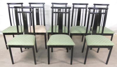 Set of Eight Highback Dark Retro Dining Chairs