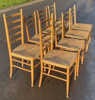 Set of Eight Ladderback Dining Chairs