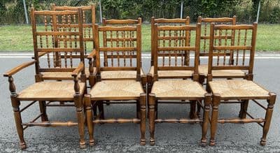 Set of Eight Lancashire Spindleback Dining Chairs