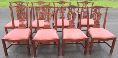 Set of Eight Mahogany Chippendale Style (Six +Two) Dining Chairs