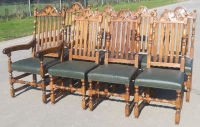 Set of Eight Oak Dining Chairs by Brights of Nettlebed