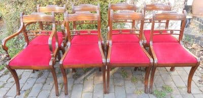 Set of Eight Regency Style Mahogany Dining Chairs