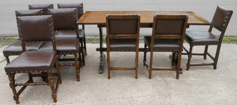 Set of Eight Tudor Style Dining Chairs & Matching Dining Table by ...