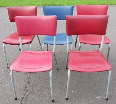 Set of Five Retro Metal Stacking Chairs