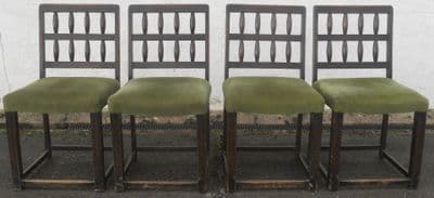 Set of Four Dark Elm Dining Chairs
