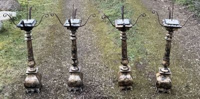 Set of Four Iron Bracket Candlestands