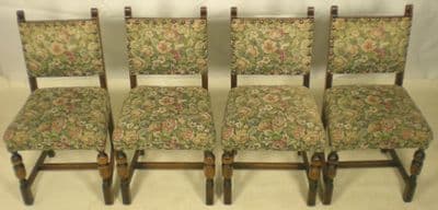 Set of Four Jacobean Style Upholstered Dining Chairs - SOLD