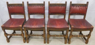 Set of Four Leather Upholstered Dining Chairs by Old Charm - SOLD