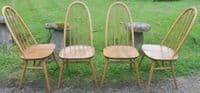 Set of Four Light Ercol Stickback Chairs