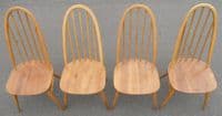 Set of Four Light Ercol Stickback Kitchen Dining Chairs