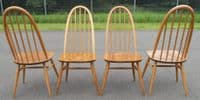 Set of Four Light Ercol Stickback Kitchen Dining Chairs